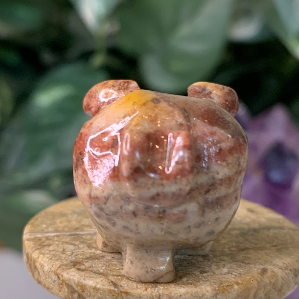 Red Soapstone Carved Pig Figurine Miniature Stone Farm Animal Carving Mini Swine - Picture 7 of 15